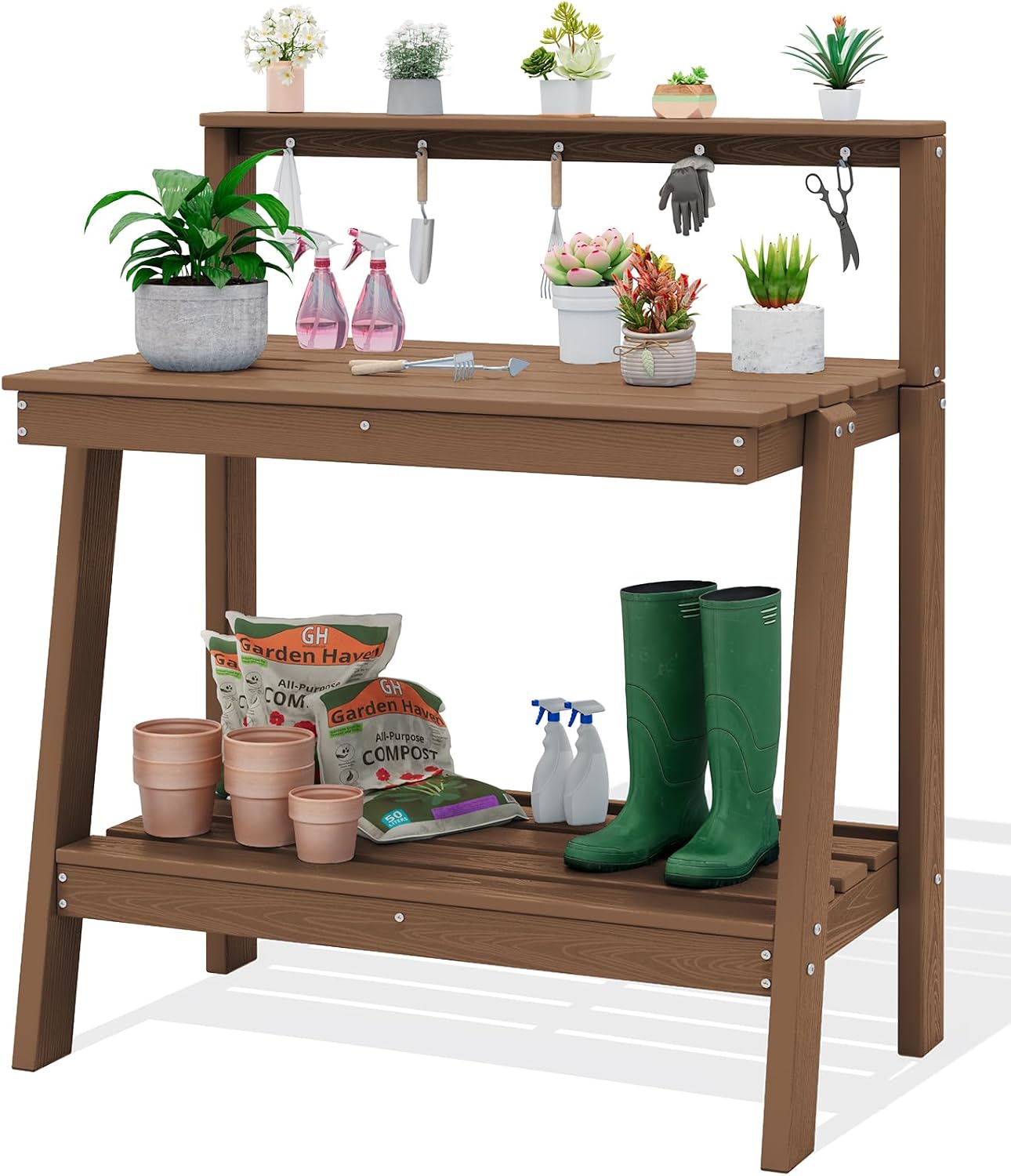 Outdoor Potting Bench Table, T - Woodworking Finishing ulasan dan harga