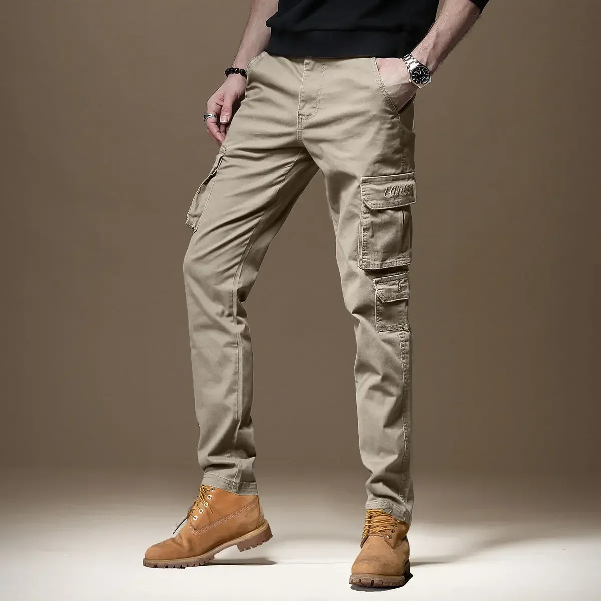 Trousers Man Black Slim Cargo  - Woodworking Brand ulasan dan harga